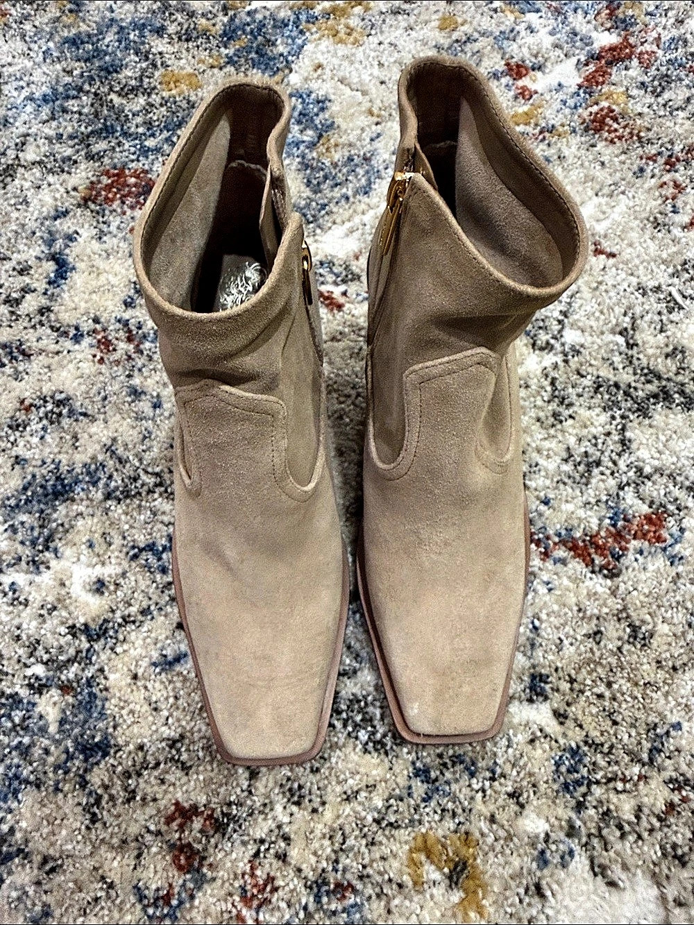 Vince Camuto Prilie Western Boot Ankle Booties Beige US 6M